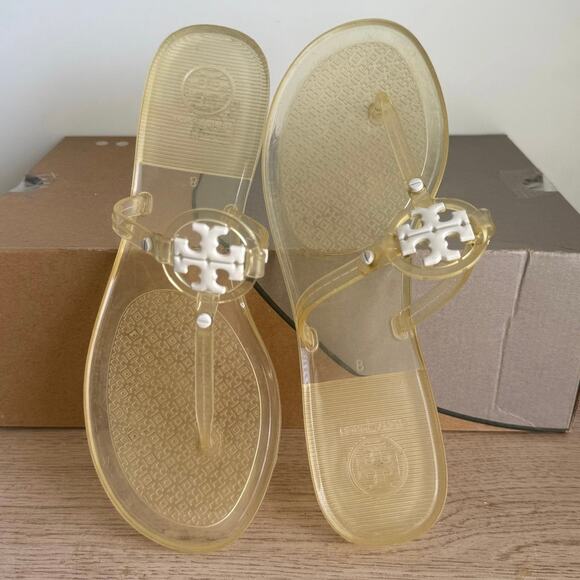 Tory Burch Women’s Mini Miller Yellow Flat Thong Jelly Sandals- SZ 8 - Picture 9 of 11